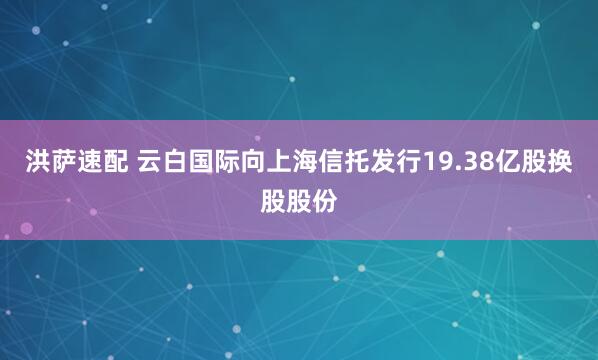 洪萨速配 云白国际向上海信托发行19.38亿股换股股份